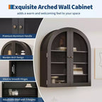 Meuble Haut Mural Arrondi, Petite Armoire de Toilette Murale avec Portes et Étagères Réglables, Organisateur de Rangement Gain de Place pour Cuisines