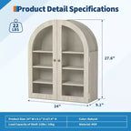 Meuble Haut Mural Arrondi, Petite Armoire de Toilette Murale avec Portes et Étagères Réglables, Organisateur de Rangement Gain de Place pour Cuisines
