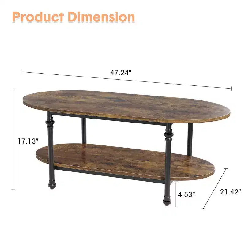 GustoWave 47.24 Petites tables basses ovales, table basse moderne du milieu du siècle pour salon, chambre, bureau, petits espaces
