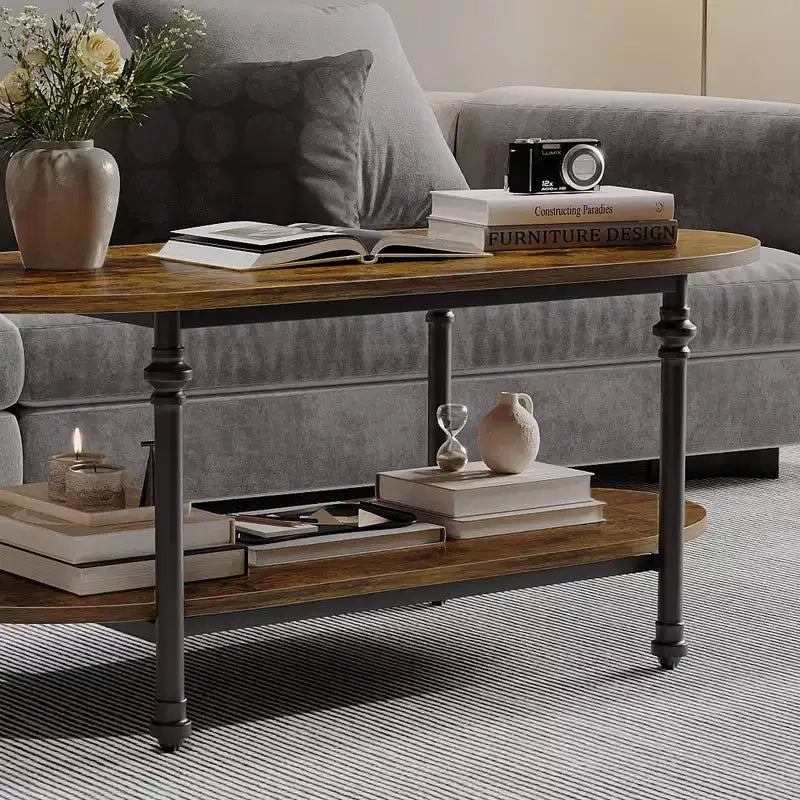 GustoWave 47.24 Petites tables basses ovales, table basse moderne du milieu du siècle pour salon, chambre, bureau, petits espaces