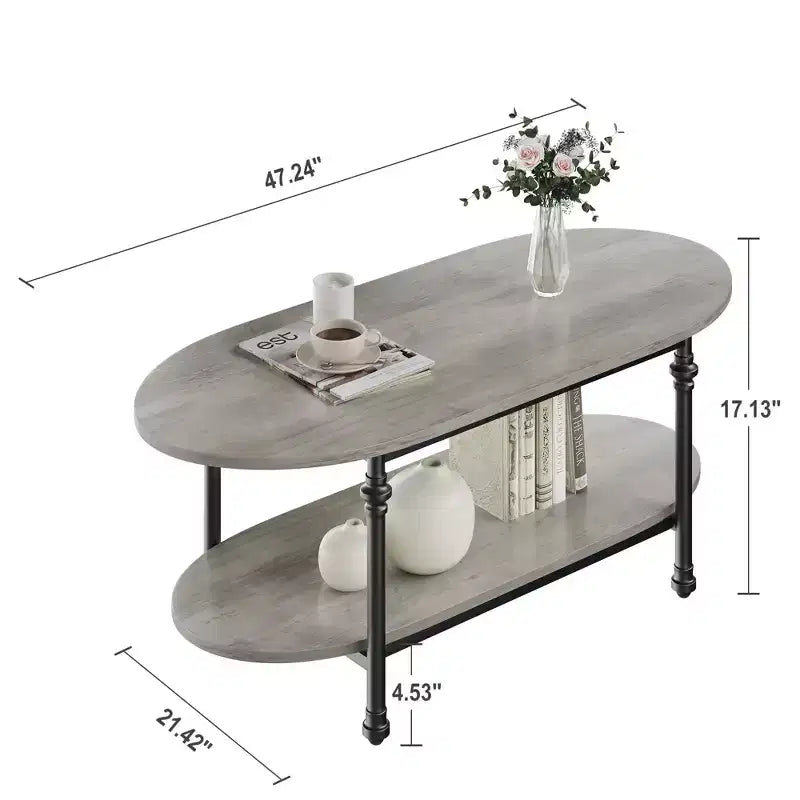 GustoWave 47.24 Petites tables basses ovales, table basse moderne du milieu du siècle pour salon, chambre, bureau, petits espaces