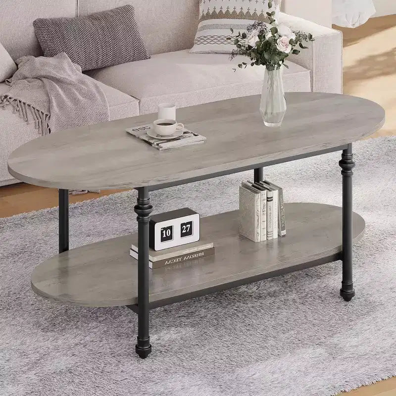 GustoWave 47.24 Petites tables basses ovales, table basse moderne du milieu du siècle pour salon, chambre, bureau, petits espaces