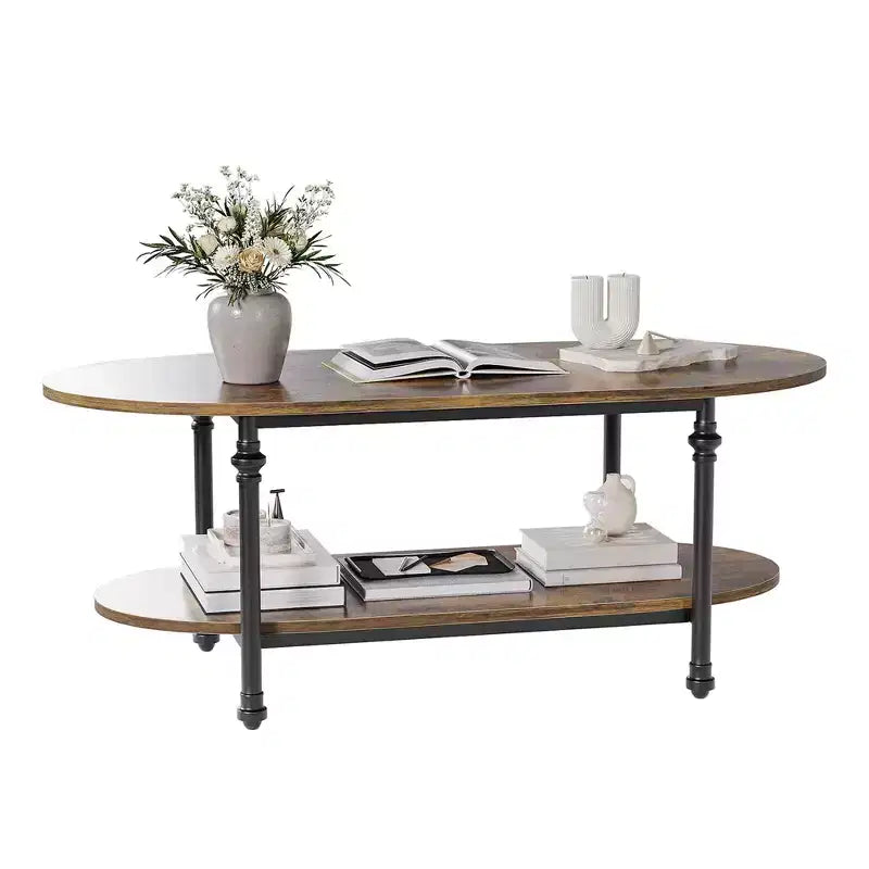 GustoWave 47.24 Petites tables basses ovales, table basse moderne du milieu du siècle pour salon, chambre, bureau, petits espaces