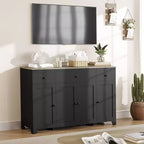 1 Particleboard Sideboard 15Mm E1 4-Door 3-Drawer Dining Cabinet with Durable Construction, Spacious Storage, Stylish Design, Easy Assembly