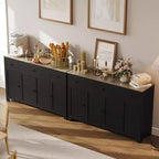 1 Buffet en aggloméré 15 mm E1 avec 4 portes et 3 tiroirs pour salle à manger, doté d'une construction durable, d'un rangement spacieux, d'un design élégant et d'un assemblage facile