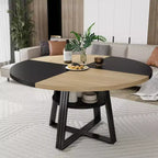 Table à manger ronde en fer et MDF avec pieds carrés en fer - Durable, élégante, compacte, facile à nettoyer, design moderne