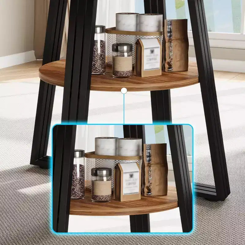 Table à manger ronde en fer et MDF avec pieds carrés en fer - Durable, élégante, compacte, facile à nettoyer, design moderne