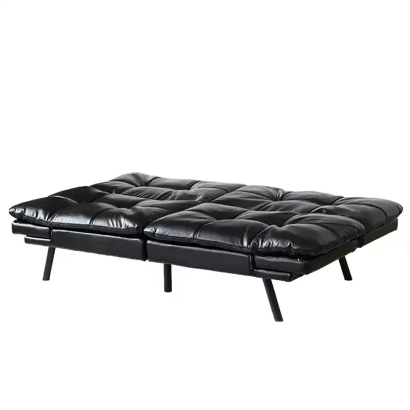 Dyonery 71 Canapé-lit convertible en mousse à mémoire de forme, causeuse moderne pour salon, accoudoirs et dossier réglables, similicuir - Noir