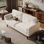 Garvee 65 Canapé deux places, canapé rembourré en tissu bouclé avec pieds en bois pour salon, chambre à coucher, bureau