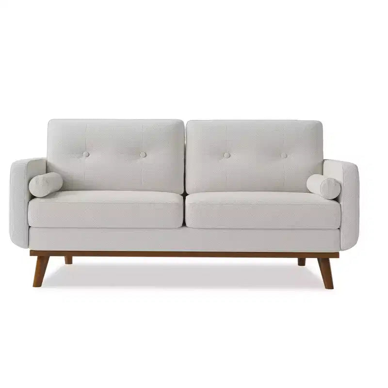 Garvee 65 Canapé deux places, canapé rembourré en tissu bouclé avec pieds en bois pour salon, chambre à coucher, bureau