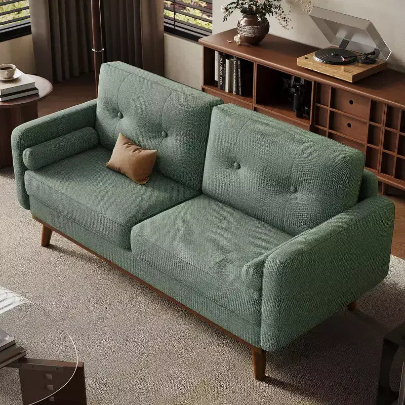 Garvee 65 Canapé deux places, canapé rembourré en tissu bouclé avec pieds en bois pour salon, chambre à coucher, bureau