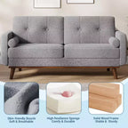Garvee 65 Canapé deux places, canapé rembourré en tissu bouclé avec pieds en bois pour salon, chambre à coucher, bureau