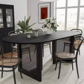 PexFix 67 x 33.5 Modern Farmhouse Kitchen Dining Room Table Furniture Oval Black Kitchen Table with Rattan Woven Legs for Kitchen Bar Living Room