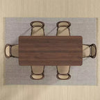 PexFix Table de salle à manger de cuisine rustique 67 x 33,5 pouces - Table de cuisine carrée en noyer avec pieds en rotin tressé pour cuisine, bar, salon