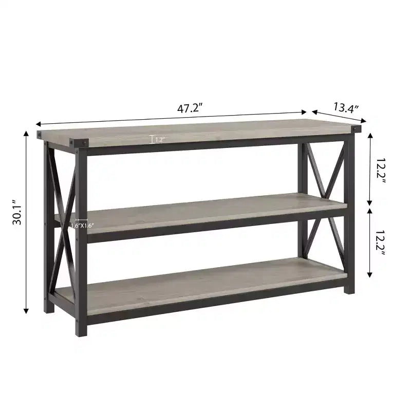 Table d'entrée rustique de 47 pouces, Table de couloir de ferme, Consoles pour entrée, Tables basses à 3 niveaux pour salon, Table d'entrée industrielle