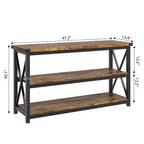 Table d'entrée rustique de 47 pouces, Table de couloir de ferme, Consoles pour entrée, Tables basses à 3 niveaux pour salon, Table d'entrée industrielle