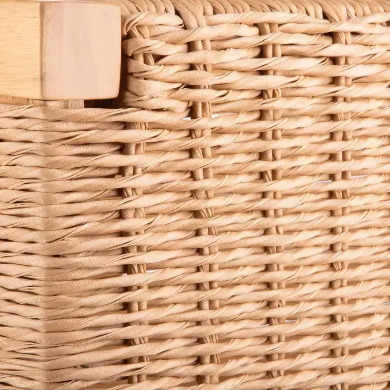 Banc en bois de 101,6 cm avec assise en corde tressée à la main et étagère de rangement pour entrée ou chambre à coucher