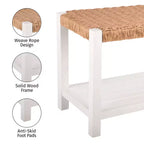 Banc en bois de 101,6 cm avec assise en corde tressée à la main et étagère de rangement pour entrée ou chambre à coucher