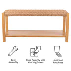 Banc en bois de 101,6 cm avec assise en corde tressée à la main et étagère de rangement pour entrée ou chambre à coucher