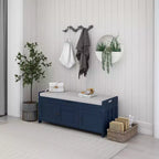 Banc à chaussures de 110,5 cm avec portes persiennes et étagère réglable pour entrée
