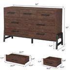 7 commodes de chambre à coucher, commode autonome à 5 tiroirs de 52 pouces de large avec rangement, meuble de rangement de placard en bois pour salon, chambre à coucher