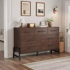 7 commodes de chambre à coucher, commode autonome à 5 tiroirs de 52 pouces de large avec rangement, meuble de rangement de placard en bois pour salon, chambre à coucher