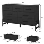 7 commodes de chambre à coucher, commode autonome à 5 tiroirs de 52 pouces de large avec rangement, meuble de rangement de placard en bois pour salon, chambre à coucher
