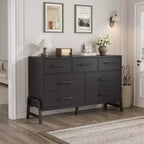 7 commodes de chambre à coucher, commode autonome à 5 tiroirs de 52 pouces de large avec rangement, meuble de rangement de placard en bois pour salon, chambre à coucher
