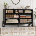 7 commodes de chambre à coucher, commode autonome à 5 tiroirs de 52 pouces de large avec rangement, meuble de rangement de placard en bois pour salon, chambre à coucher