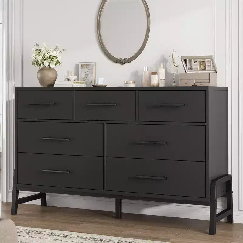 Garvee 7 Dresser for Bedroom, Freestanding 52 Wide Drawer Dresser with Storage, Wooden Closet Storage Chest for Living Room, Bedroom