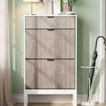 Shoe Storage Cabinet with 2 Flip Drawers, Entrance Wooden Shoe Rack with Iron Legs