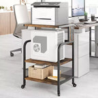 Meuble d'imprimante roulant à 3 niveaux avec prise de courant, étagère de rangement réglable et roulettes pour bureau à domicile, télécopieur, scanner