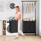 Trieur de linge, panier à linge roulant à 2/3 sections avec roues et étendoir – Sacs en tissu Oxford de 147 litres, étagère ouverte pour buanderie