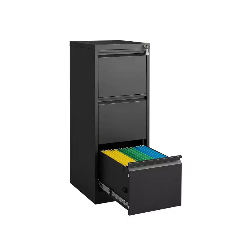 Classeur à 3 tiroirs avec serrure, armoire de classement verticale en métal, classeur sous bureau pour bureau à domicile