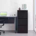 Classeur à 3 tiroirs avec serrure, armoire de classement verticale en métal, classeur sous bureau pour bureau à domicile