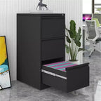 3 Drawer File Cabinet with Lock, Metal Vertical Filing Cabinet, Under Desk Filing Cabinet for Home Office