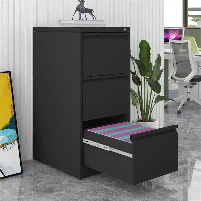 3 Drawer File Cabinet with Lock, Metal Vertical Filing Cabinet, Under Desk Filing Cabinet for Home Office