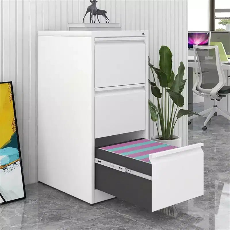 Classeur à 3 tiroirs avec serrure, armoire de classement verticale en métal, classeur sous bureau pour bureau à domicile