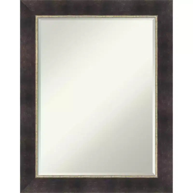 Amanti Art Odin Antique Bronze Petite Bevel Wood Bathroom Wall Mirror 28.75 x 22.75 in.
