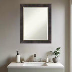 Miroir mural de salle de bain en bois biseauté, petite taille, bronze antique, 28,75 x 22,75 po