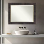 Miroir mural de salle de bain en bois biseauté, petite taille, bronze antique, 28,75 x 22,75 po