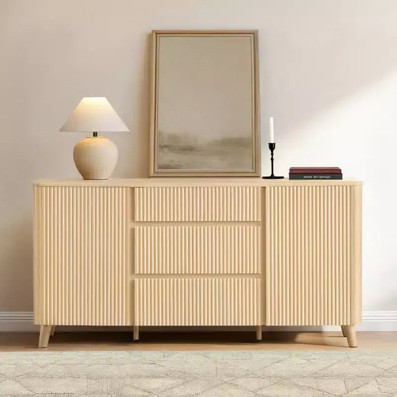 Spruce & Spring 62-Inch Sideboard Cabinet, Modern Buffet Cabinet with Storage