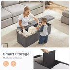 Banc Pouf de Rangement Pliable 109 cm en Similicuir, Rembourrage Épais en Mousse pour Entrée et Salon
