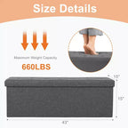 Banc Pouf de Rangement Pliable 109 cm en Similicuir, Rembourrage Épais en Mousse pour Entrée et Salon