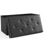 Banc Pouf de Rangement Pliable 109 cm en Similicuir, Rembourrage Épais en Mousse pour Entrée et Salon