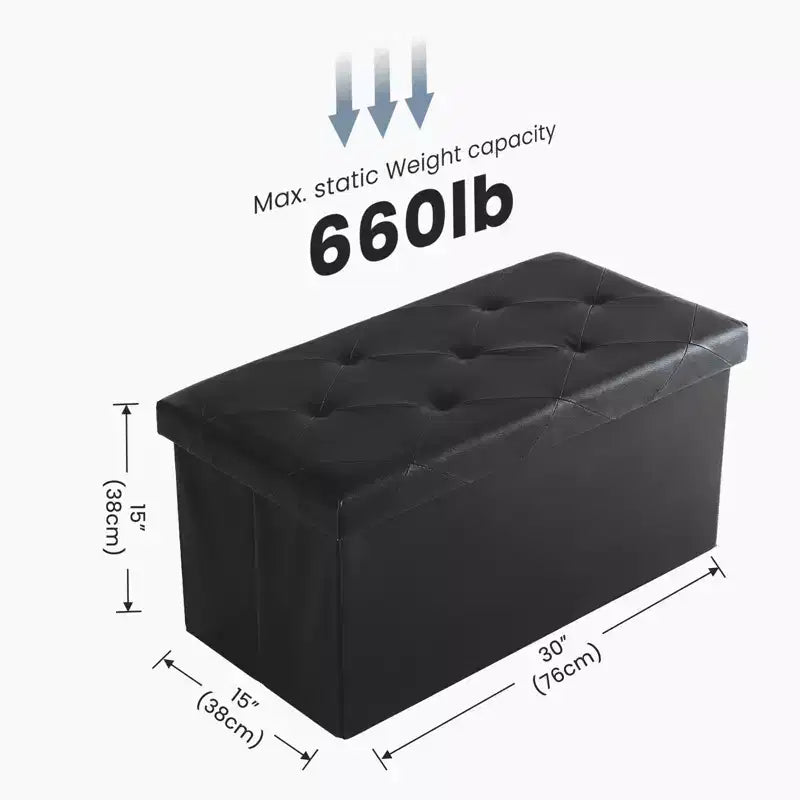 Banc Pouf de Rangement Pliable 109 cm en Similicuir, Rembourrage Épais en Mousse pour Entrée et Salon