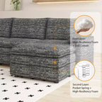 Canapé modulaire 108 places en nuage, Canapé modulaire moderne en chenille en forme de L, Canapé sectionnel pour appartement