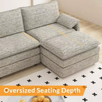 Canapé modulaire 108 places en nuage, Canapé modulaire moderne en chenille en forme de L, Canapé sectionnel pour appartement