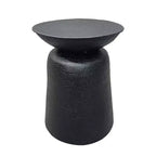 Table d'appoint ronde de 21 pouces, design martelé à la main, base en aluminium en forme de tambour