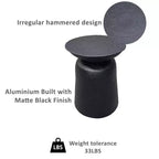 Table d'appoint ronde de 21 pouces, design martelé à la main, base en aluminium en forme de tambour